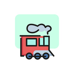 Sticker - Line icon of locomotive. Railroad crossing sign, railway station, railroad terminal. Transport concept. Can be used for topics like transportation, travel, road signs