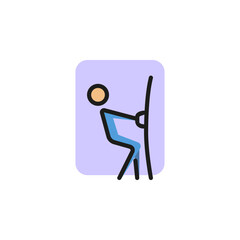 Sticker - Line icon of man pulling in door. Door signboard, closed door, entrance. Pictograms concept. Can be used for signboards, poster, brochure pictograms