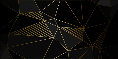 Wall Mural - black gold elegant geometric background with triangles and lines