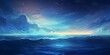 A soothing gradient waves artwork, blending from cerulean to midnight blue, creating a peaceful depiction of waves gently lapping against the shore under a starry sky.