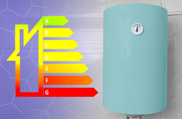 Poster - Energy efficiency chart and electric boiler indoors