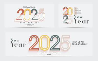 Canvas Print - Happy New Year 2025 with simple unique numbers and a touch of beautiful color. Premium vector design for a design that is needed at an event. Posters, banners and greeting cards.