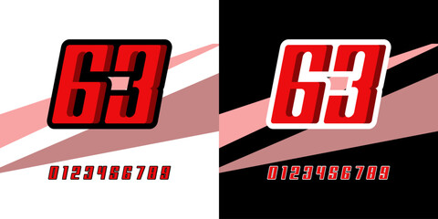 Effect number 63 racing design editable vector template, with red color for racing, racing, sports, races, esports