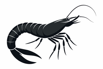 Wall Mural - shrimp-silhouette-vector-white-background.