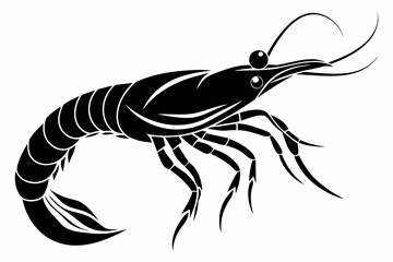 Wall Mural - shrimp-silhouette-vector-white-background.