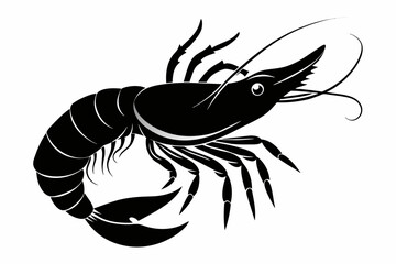 Wall Mural - shrimp-silhouette-vector-white-background.