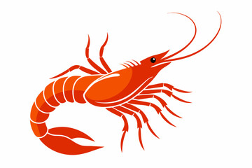 Wall Mural - shrimp-silhouette-vector-white-background.