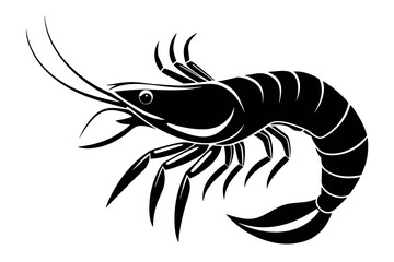 Wall Mural - shrimp-silhouette-vector-white-background.