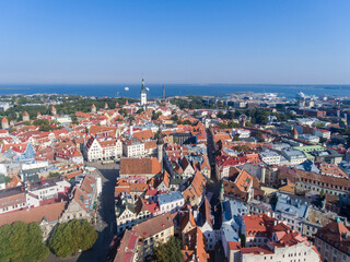 Sticker - Tallinn City Cityscape. Estonia. Drone Point of View