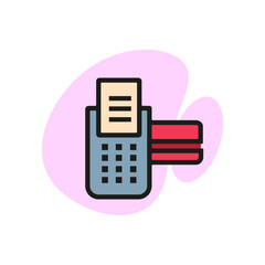 Sticker - Icon of POS terminal with credit card and receipt. Transaction, banking, payment. Finance concept. Can be used for topics like retail, electronic payment, money.