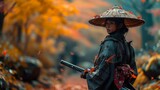 Fototapeta Tulipany - Brave Samurai Saving the World through Courage and Love