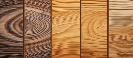 Wall Mural - Wooden panel with varied wood grain close-up