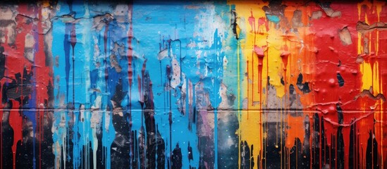 Wall Mural - Colorful paint drips on wall