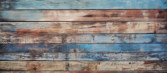 Canvas Print - Close-up of wooden wall with blue and brown paint