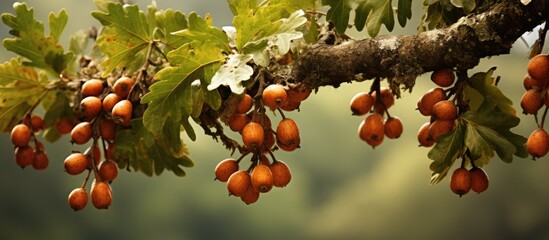 Canvas Print - Many fruits hanging from tree branch