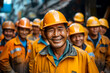 © Outsiderzone - Happy construction crew posing for a high-quality 4k group photo in uniform