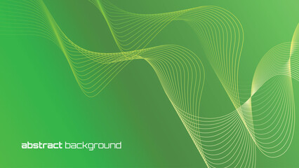 Poster - Green and yellow abstract background with flowing circle line particles. Digital future technology concept. vector illustration.