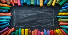 Top View Of Colorful Chalk With Copy-space Background 2d