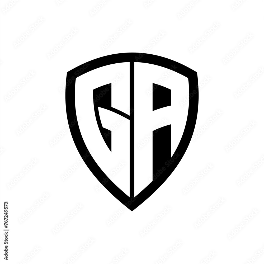 GA monogram logo with bold letters shield shape with black and white ...