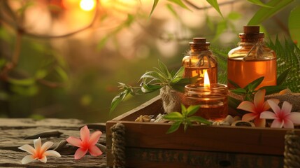 Health and ayurveda massage, skincare, spa or relaxation concept. Ayurvedic spa and relax with natur