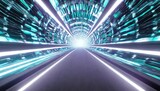 Fototapeta Przestrzenne - abstract futuristic speed lights tunnel time warp traveling in space background 3d rendering