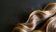 long dark curly beautifully styled hair black background with room for text hairdressing care coloring and gray hair shading