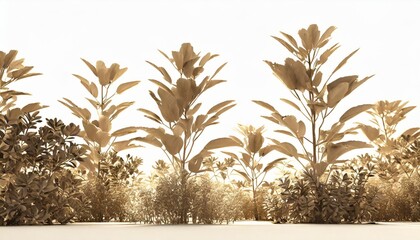 Poster - 3d rendering of a group of plants raw for architectrural background use isolated on white