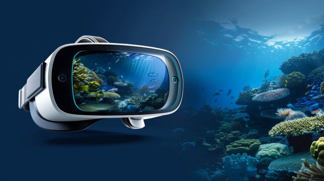 Virtual reality glasses with futuristic vision technology. VR goggles