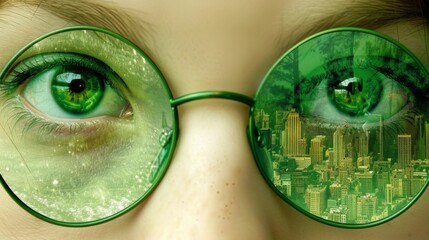 Poster - Virtual reality glasses with futuristic vision technology. VR goggles