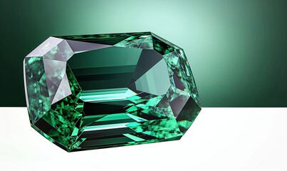 Emerald green bright crystal gem gemstone isolated, Generative AI