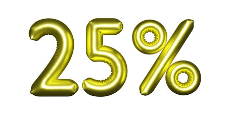 3D Inflated Number 25 Percent Off Yellow Without Background