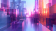 abstract  design of crystal clear glassy purple and pink glass space of boxes and frames show transparent blue skyline in the  background cubic reflect the blue sky