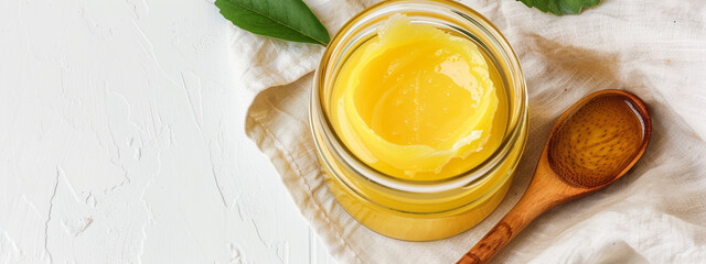 ghee in a jar on a white background