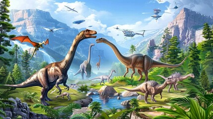 Poster - Life on Planet Earth in the Dinosaurs Age