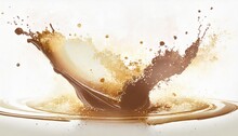 A Chocolate Splashing In A White Background