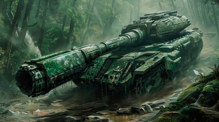 green forest tank of the world war modern design AI generative