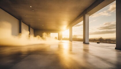 Wall Mural - room with concrete floor and smoke