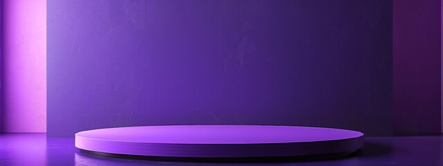 Wall Mural - Background podium 3D product platform stage studio abstract light display. 3D background podium scene pedestal room stand violet neon blue minimal purple pastel floor modern geometric wall render show