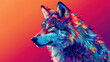 portrait of a wolf ilustration color paint AI Generative