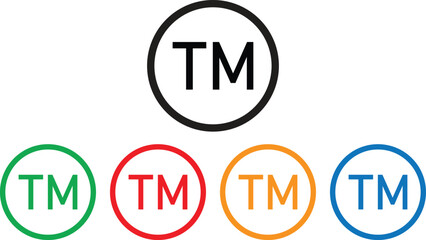 Poster - Trademark icon set in different colors isolated on white background . Vector