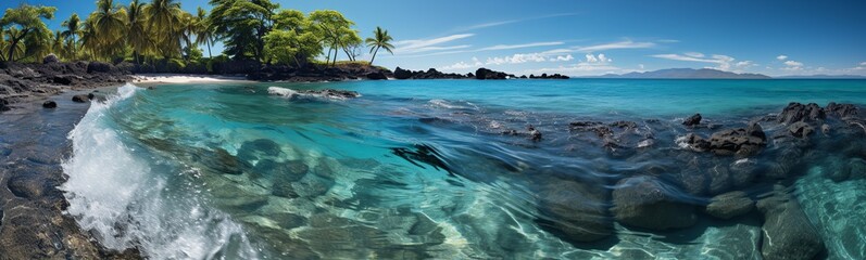 Poster - Exotic beach with palm trees in Caribbean