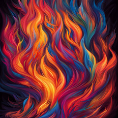 Sticker - colorful fire illustration background