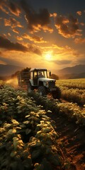 Wall Mural - Cabbage field in the morning