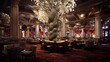 Lavish Las Vegas casino with grand chandeliers and opulent decor.