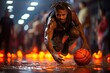 Basketball player dribbles with dexterity., generative IA