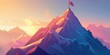 Vibrant mountain peak with flag, symbolizing digital summit achievement