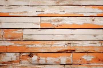 White and orange and brown old used weathered wood wall wooden plank board texture background with grains and structures