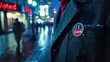 Democracy in Urban Life with 'I Voted' Sticker at Night