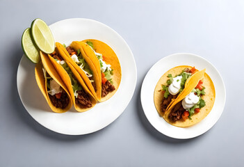 Canvas Print - two plates with tacos on them, one with a lime wedge