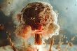 A close-up shot of a nuclear explosion, the initial flash of the explosion captured in the moment before the mushroom cloud forms.